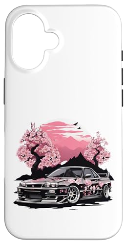 JDM Japanisches Drift Race Tuned Car Sakura Blossom Kunst Geschenk Hülle für iPhone 16 von JDM Japanese Automotive Tuning Car Art