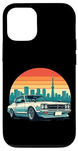 JDM Japanisches Drifting Race Car Tokyo Skyline Retro Sunset Hülle für iPhone 12/12 Pro von JDM Japanese Automotive Tuning Car Art