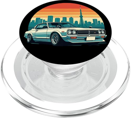 JDM Japanisches Drifting Race Car Tokyo Skyline Retro Sunset PopSockets PopGrip für MagSafe von JDM Japanese Automotive Tuning Car Art