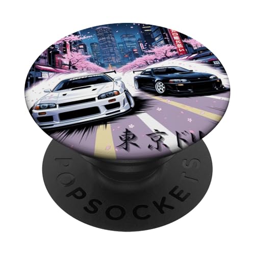 JDM Race Cars Tokyo Street Drift Sakura Blossom im Anime-Stil PopSockets Klebender PopGrip von JDM Japanese Automotive Tuning Car Art