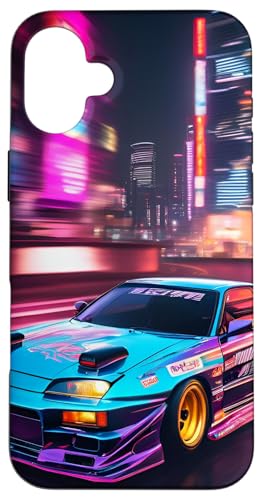 Retro JDM Japanisches Drift Rennauto Tokio Skyline bei Nacht Hülle für iPhone 16 Plus von JDM Japanese Automotive Tuning Car Art
