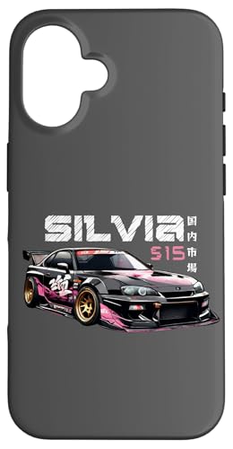 Retro-JDM Silvia S15 Drift-Rennwagen für den japanischen Inlandsmarkt Hülle für iPhone 16 von JDM Japanese Automotive Tuning Car Art