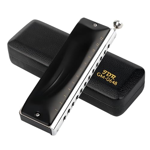 JDR Chromatische Mundharmonika C Key 12-Loch 48 Töne Chromatische Mundharmonika Key of C für Kinder Anfänger Erwachsene Profi Spieler Eltern | GM0648 von JDR