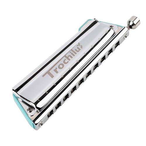 JDR Trochilus 10 Löcher Chromatische Mundharmonika Tonart C Armonica Valveless Harp Mundharmonika mit Etui für Erwachsene Profis Anfänger Kinder Game Changer (Blues/Ritcher Tuning Tonart C) von JDR