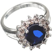Versilberter Ring Mit Einem Blauen Stein Im Saphirlook - im Stil von Kate Middleton - N von JDWilliams