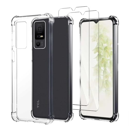 JDXHFF Hülle Kompatibel mit TCL 40 NXTPAPER 5G (6.6") Transparent und 2 Stück Panzerglas Displayschutzfolie - Bumper Schutzhülle Weich Silikon Flexibel TPU Tasche Case Clear von JDXHFF