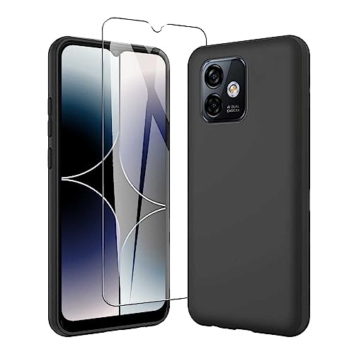 JDXHFF Hülle Kompatibel mit Ulefone Note 16 Pro (6.52") Schwarz und Panzerglas Displayschutzfolie - Schutzhülle Weich Silikon Flexibel TPU Tasche Case Black von JDXHFF