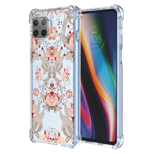 JDYGWK Schutzhülle für Moto G 5G Plus Moto One 5G, weiches TPU-Silikon, dünn, stoßfest, kratzfest, Blumenmuster, Rosa / Weiß von JDYGWK