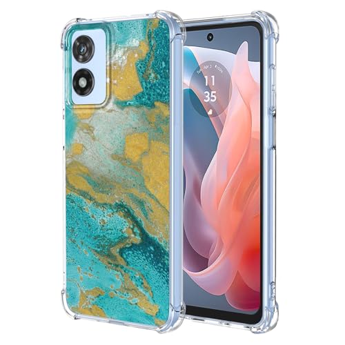 JDYGWK Schutzhülle für Moto G Play 4G 2024, transparentes Blumenmuster, weiches TPU-Silikon, dünn, stoßfest, kratzfest, Schutzhülle für Motorola G Play 4G 2024, Grünes Meer von JDYGWK