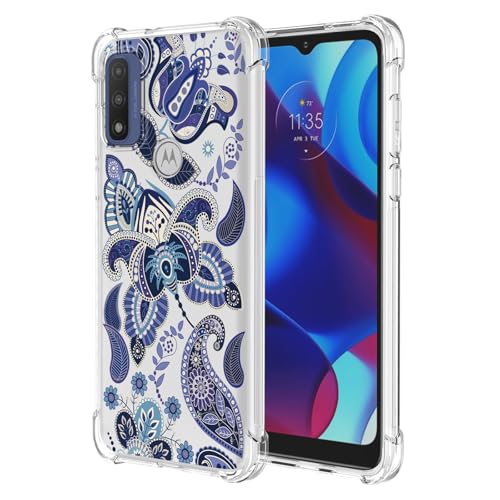 JDYGWK Schutzhülle für Moto G Power 2022, Blumenmuster, weiches TPU-Silikon, dünn, stoßfest, kratzfest, für Motorola G Power 2022, bezauberndes Blau von JDYGWK
