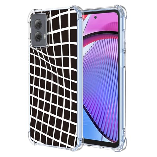 JDYGWK Schutzhülle für Moto G Power 5G 2024, Blumenmuster, weiches TPU-Silikon, dünn, stoßfest, kratzfest, Schutzhülle für Motorola G Power 5G 2024, schwarz-weiß kariert von JDYGWK