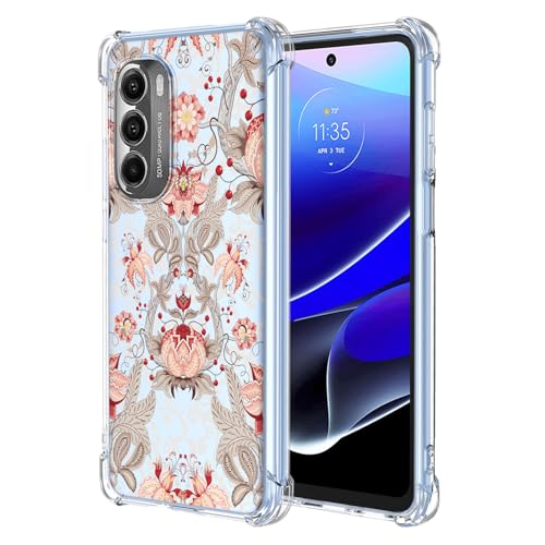 JDYGWK Schutzhülle für Moto G Stylus 5G 2022, Blumenmuster, weiches TPU-Silikon, dünn, stoßfest, kratzfest, Schutzhülle für Motorola G Stylus 5G 2022, Rosa / Weiß von JDYGWK