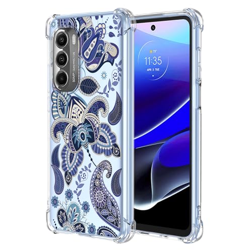 JDYGWK Schutzhülle für Moto G Stylus 5G 2022, Blumenmuster, weiches TPU-Silikon, dünn, stoßfest, kratzfest, für Motorola G Stylus 5G 2022, bezauberndes Blau von JDYGWK
