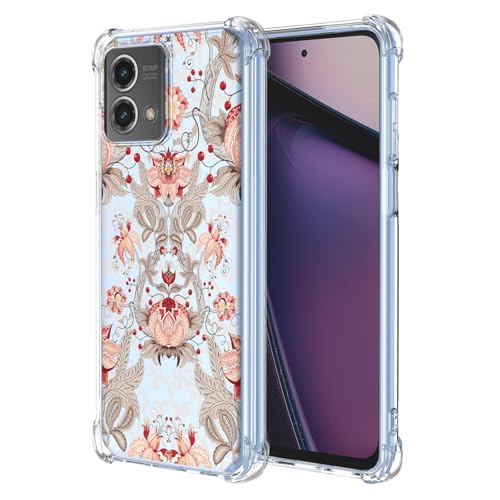 JDYGWK Schutzhülle für Moto G Stylus 5G 2023, Blumenmuster, weiches TPU-Silikon, dünn, stoßfest, kratzfest, Schutzhülle für Motorola G Stylus 5G 2023, Rosa / Weiß von JDYGWK