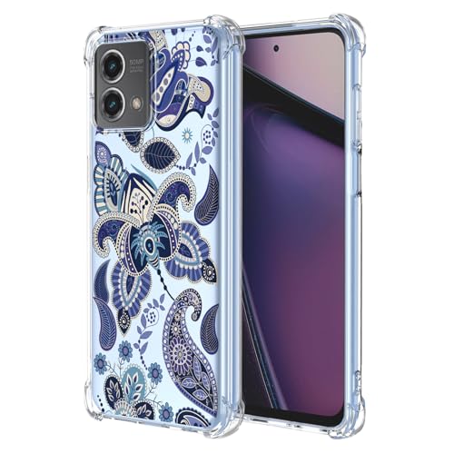 JDYGWK Schutzhülle für Moto G Stylus 5G 2023, Blumenmuster, weiches TPU-Silikon, dünn, stoßfest, kratzfest, für Motorola G Stylus 5G 2023, bezauberndes Blau von JDYGWK