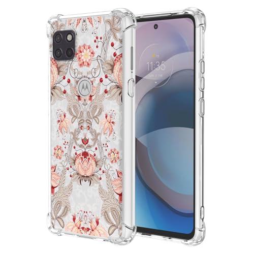JDYGWK Schutzhülle für Motorola One 5G Ace Moto G 5G, Blumenmuster, weiches TPU-Silikon, dünn, stoßfest, kratzfest, Blumenmuster, Rosa / Weiß von JDYGWK