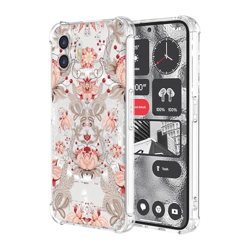 JDYGWK Schutzhülle für Nothing Phone 2, weiches TPU-Silikon, dünn, stoßfest, kratzfest, Blumenmuster, Rosa / Weiß von JDYGWK