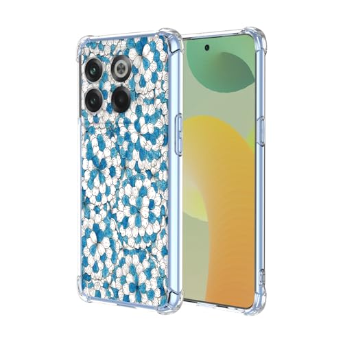 JDYGWK Schutzhülle für OnePlus 10T 5G 1+ 10T 5G, klares Blumenmuster, weiches TPU-Silikon, dünn, stoßfest, kratzfest, Schutzhülle für OnePlus 10T 5G, blau-weißes Blumenmuster von JDYGWK