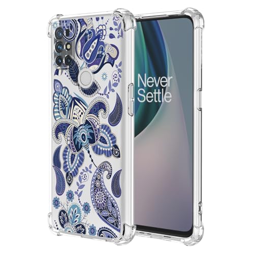 JDYGWK Schutzhülle für OnePlus N10 5G 1+ N10 5G, klares Blumenmuster, weiches TPU-Silikon, dünn, stoßfest, kratzfest, Schutzhülle für OnePlus N10 5G, bezauberndes Blau von JDYGWK