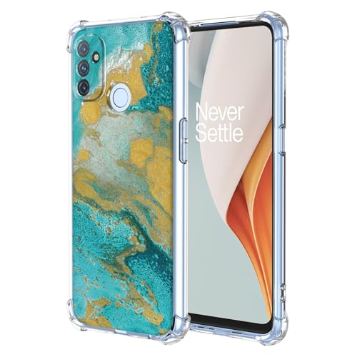 JDYGWK Schutzhülle für OnePlus N100 1+ N100, transparentes Blumenmuster, weiches TPU-Silikon, dünn, stoßfest, kratzfest, Schutzhülle für OnePlus Nord N100, Grünes Meer von JDYGWK