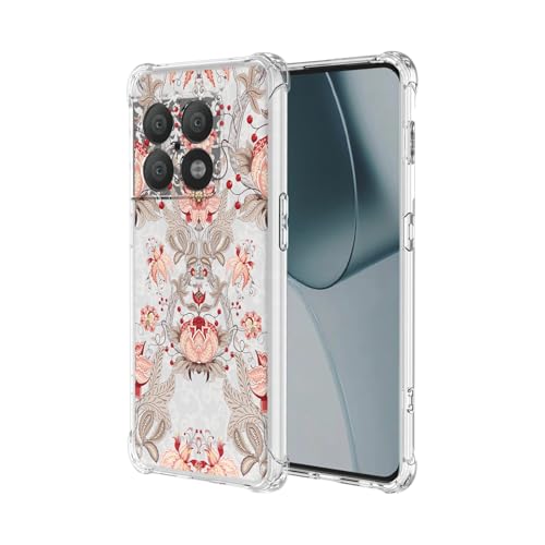 JDYGWK Schutzhülle für Oneplus 10 Pro 5G, transparentes Blumenmuster, weiches TPU-Silikon, dünn, stoßfest, kratzfest, Schutzhülle für OnePlus 10 Pro 5G, Rosa / Weiß von JDYGWK