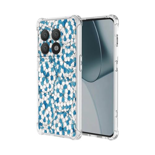 JDYGWK Schutzhülle für Oneplus 10 Pro 5G, transparentes Blumenmuster, weiches TPU-Silikon, dünn, stoßfest, kratzfest, Schutzhülle für OnePlus 10 Pro 5G, blau-weißes Blumenmuster von JDYGWK