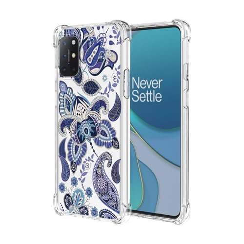 JDYGWK Schutzhülle für Oneplus 8T 1+ 8T, klares Blumenmuster, weiches TPU-Silikon, dünn, stoßfest, kratzfest, Schutzhülle für OnePlus 8T, bezauberndes Blau von JDYGWK