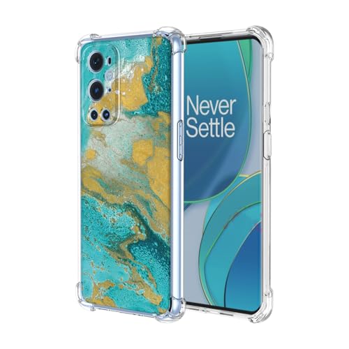 JDYGWK Schutzhülle für Oneplus 9 Pro 1+ 9 Pro, klares Blumenmuster, weiches TPU-Silikon, dünn, stoßfest, kratzfest, Schutzhülle für OnePlus 9 Pro, Grünes Meer von JDYGWK