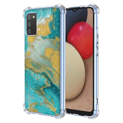 JDYGWK Schutzhülle für Samsung A02S Galaxy A02S, klares Blumenmuster, weiches TPU-Silikon, dünn, stoßfest, kratzfest, Schutzhülle für Samsung Galaxy A02S, Grünes Meer von JDYGWK