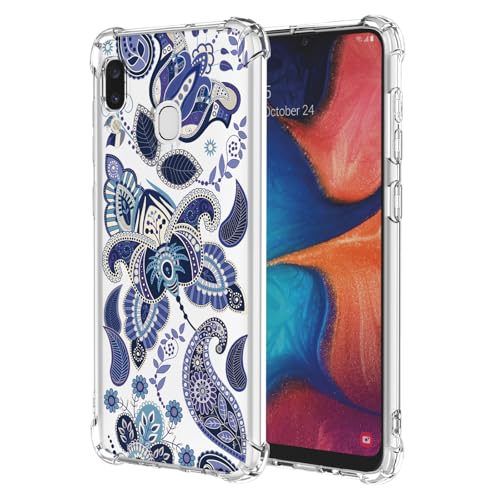 JDYGWK Schutzhülle für Samsung A20 Galaxy A20, klares Blumenmuster, weiches TPU-Silikon, dünn, stoßfest, kratzfest, für Samsung Galaxy A20, bezauberndes Blau von JDYGWK