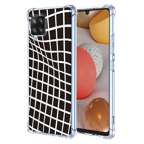 JDYGWK Schutzhülle für Samsung A42 5G Galaxy M42 5G, transparentes Blumenmuster, weiches TPU-Silikon, dünn, stoßfest, kratzfest, Schutzhülle für Samsung Galaxy A42 5G, schwarz-weiß kariert von JDYGWK