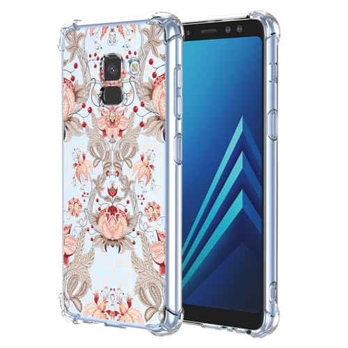 JDYGWK Schutzhülle für Samsung A8 2018 Galaxy A8 2018, klares Blumenmuster, weiches TPU-Silikon, dünn, stoßfest, kratzfest, Schutzhülle für Samsung Galaxy A8 2018, Rosa / Weiß mit Blumenmuster von JDYGWK