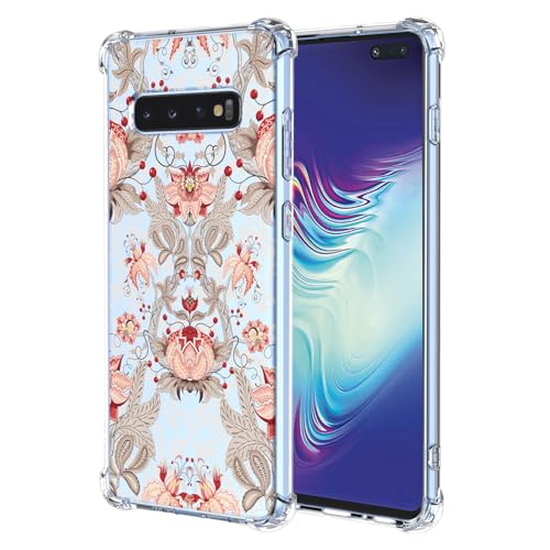 JDYGWK Schutzhülle für Samsung Galaxy S10 5G, transparentes Blumenmuster, weiches TPU-Silikon, dünn, stoßfest, kratzfest, Schutzhülle für Samsung Galaxy S10 5G, rosa / weiß mit Blumenmuster von JDYGWK