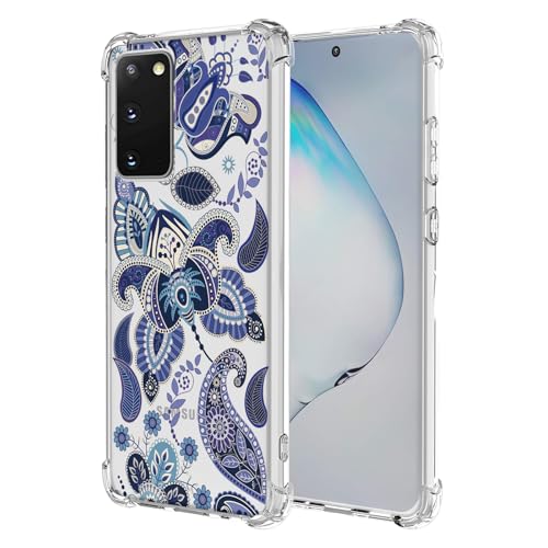 JDYGWK Schutzhülle für Samsung Galaxy S20, klares Blumenmuster, weiches TPU-Silikon, dünn, stoßfest, kratzfest, für Samsung Galaxy S20, bezauberndes Blau von JDYGWK