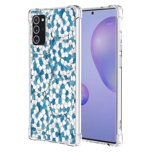 JDYGWK Schutzhülle für Samsung Note 20 Galaxy Note 20, klares Blumenmuster, weiches TPU-Silikon, dünn, stoßfest, kratzfest, Schutzhülle für Samsung Galaxy Note 20, blau-weißes Blumenmuster von JDYGWK
