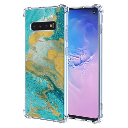 JDYGWK Schutzhülle für Samsung S10 Galaxy S10, klares Blumenmuster, weiches TPU-Silikon, dünn, stoßfest, kratzfest, Schutzhülle für Samsung Galaxy S10, Grünes Meer von JDYGWK