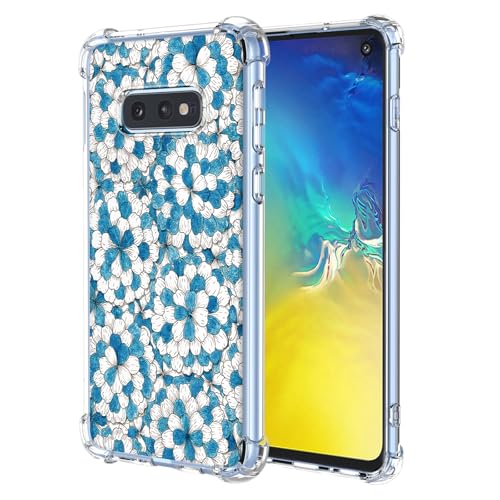 JDYGWK Schutzhülle für Samsung S10E Galaxy S10E, transparentes Blumenmuster, weiches TPU-Silikon, dünn, stoßfest, kratzfest, Schutzhülle für Samsung Galaxy S10E, blau-weißes Blumenmuster von JDYGWK