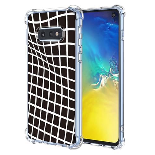 JDYGWK Schutzhülle für Samsung S10E Galaxy S10E, transparentes Blumenmuster, weiches TPU-Silikon, dünn, stoßfest, kratzfest, Schutzhülle für Samsung Galaxy S10E, schwarz-weiß kariert von JDYGWK
