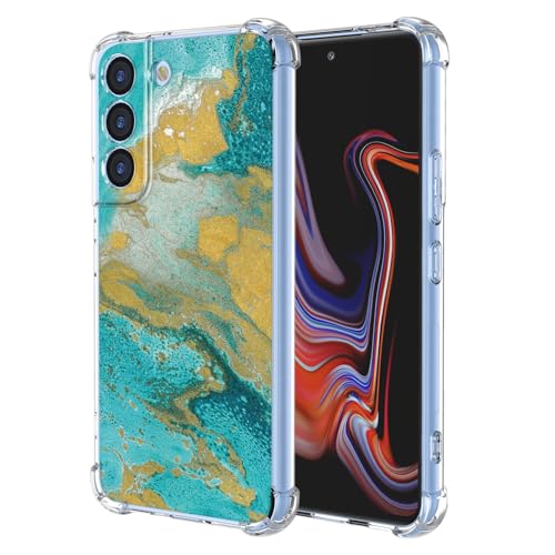 JDYGWK Schutzhülle für Samsung S22 Galaxy S22, klares Blumenmuster, weiches TPU-Silikon, dünn, stoßfest, kratzfest, Schutzhülle für Samsung Galaxy S22, Grünes Meer von JDYGWK