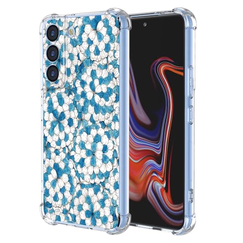 JDYGWK Schutzhülle für Samsung S22 Plus, Galaxy S22 Plus, klares Blumenmuster, weiches TPU-Silikon, dünn, stoßfest, kratzfest, Schutzhülle für Samsung Galaxy S22 Plus, blau-weißes Blumenmuster von JDYGWK