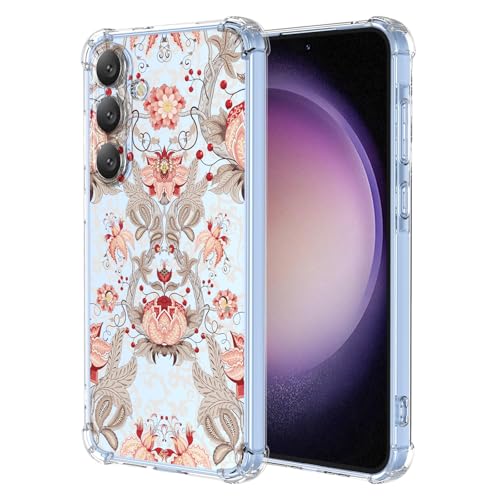 JDYGWK Schutzhülle für Samsung S23 FE Galaxy S23 FE, klares Blumenmuster, weiches TPU-Silikon, dünn, stoßfest, kratzfest, Schutzhülle für Samsung Galaxy S23 FE, Rosa / Weiß von JDYGWK