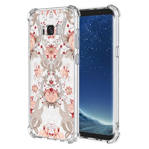 JDYGWK Schutzhülle für Samsung S8 Galaxy S8, klares Blumenmuster, weiches TPU-Silikon, dünn, stoßfest, kratzfest, Schutzhülle für Samsung Galaxy S8, Rosa / Weiß mit Blumenmuster von JDYGWK