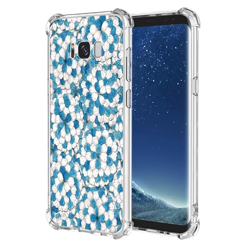 JDYGWK Schutzhülle für Samsung S8 Galaxy S8, klares Blumenmuster, weiches TPU-Silikon, dünn, stoßfest, kratzfest, Schutzhülle für Samsung Galaxy S8, blau-weißes Blumenmuster von JDYGWK