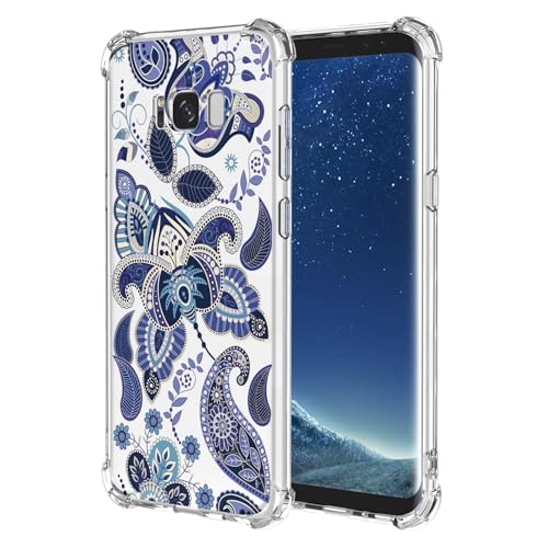 JDYGWK Schutzhülle für Samsung S8 Plus, Galaxy S8 Plus, klares Blumenmuster, weiches TPU-Silikon, dünn, stoßfest, kratzfest, Schutzhülle für Samsung Galaxy S8 Plus, bezauberndes Blau von JDYGWK