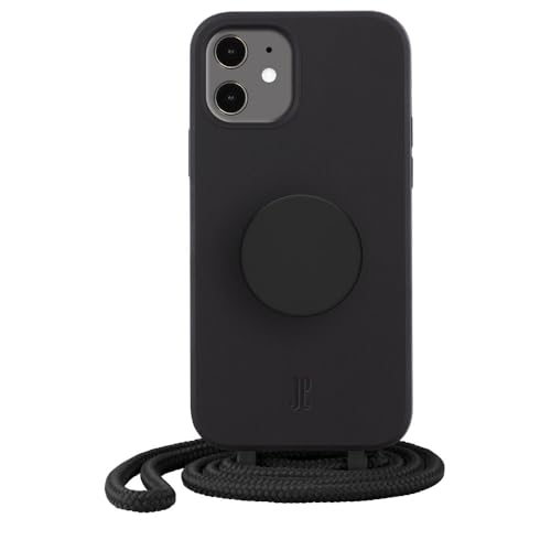 Just Elegance x PopSockets kompatibel mit iPhone 11/XR - Handyhülle mit Band - Schutzhülle mit Kette - Abnehmbarer Kordel (Black) von JE JUST ELEGANCE