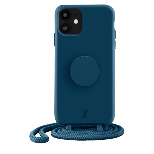 Just Elegance x PopSockets kompatibel mit iPhone 11/XR - Handyhülle mit Band - Schutzhülle mit Kette - Abnehmbarer Kordel (Blue Sapphire) von JE JUST ELEGANCE