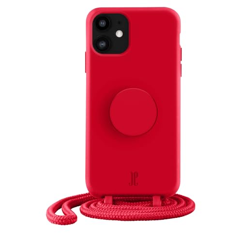 Just Elegance x PopSockets kompatibel mit iPhone 11/XR - Handyhülle mit Band - Schutzhülle mit Kette - Abnehmbarer Kordel (Cyber Red) von JE JUST ELEGANCE