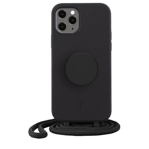 Just Elegance x PopSockets kompatibel mit iPhone 11 Pro Max - Handyhülle mit Band - Schutzhülle mit Kette - Abnehmbarer Kordel (Black) von JE JUST ELEGANCE