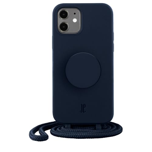 Just Elegance x PopSockets kompatibel mit iPhone 12 Mini - Handyhülle mit Band - Schutzhülle mit Kette - Abnehmbarer Kordel (Navy Blue) von JE JUST ELEGANCE