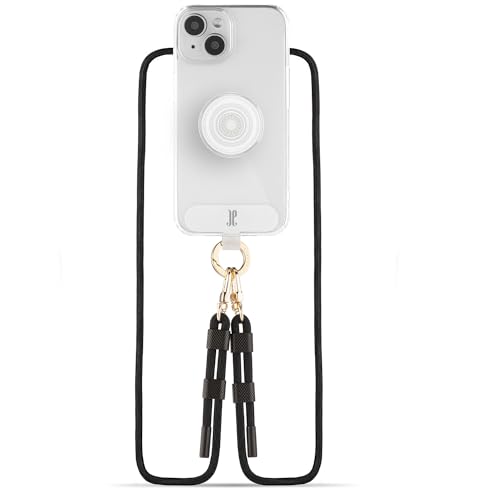 Just Elegance x Popsockets 3in1 - kompatibel mit iPhone 13 -Handyhülle 2024 Design mit Band - Schutzhülle mit Abnehmbarer Kordel und Fingerhalter (Transparent/Clear) von JE JUST ELEGANCE